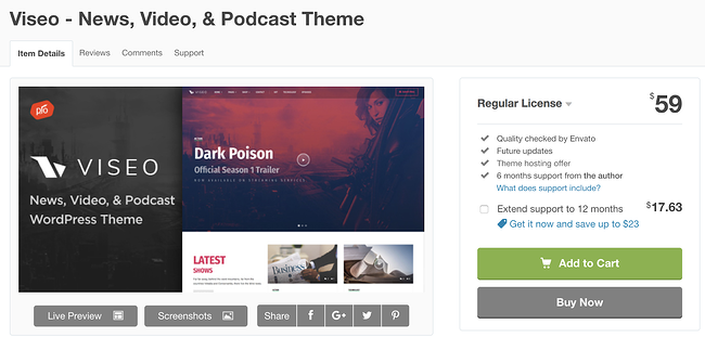 viseo wordpress theme for podcasts download page